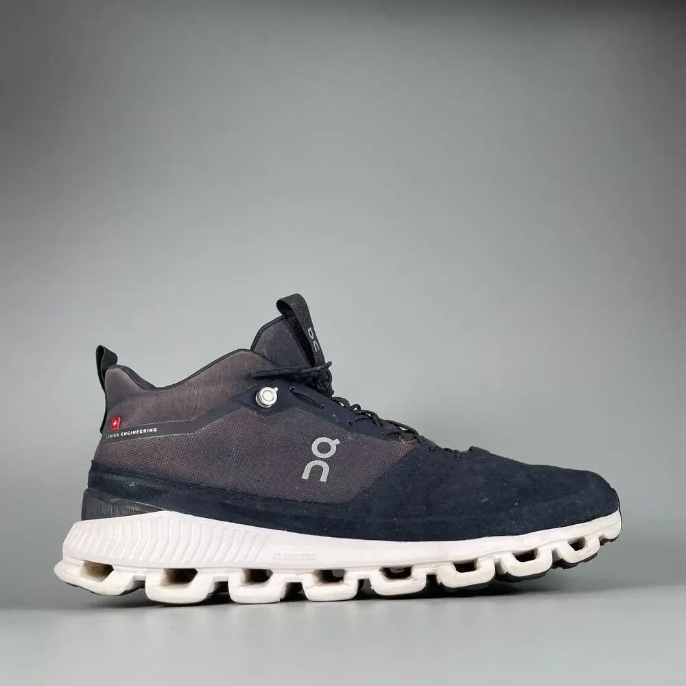 On Running Cloud Hi Men's 11.5 Black Navy Waterproof Swiss Engineering Shoes GUC
